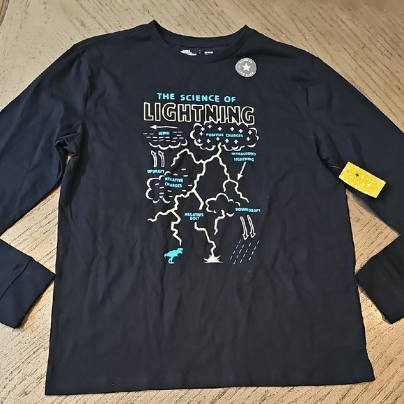 Black Long Sleeve Science of Lightning Shirt Size XL NWT Rumi+Ryder - Picture 1 of 9